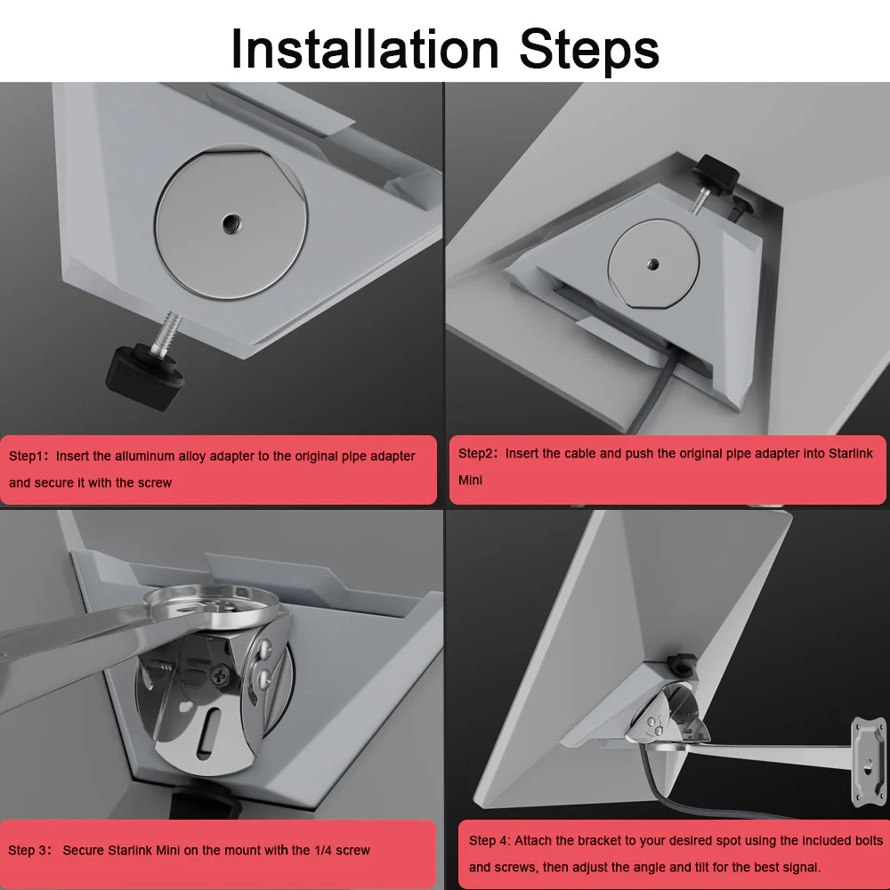 Adjustable Wall Mount Kit for Starlink Mini Dish 3 Adjustable Wall Mount Kit for Starlink Mini Dish - Image 3