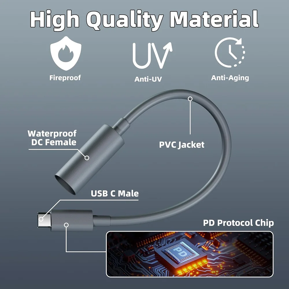 USB-C to DC Power Adapter Cable With PD Chip for Starlink Mini 5 USB-C to DC Power Adapter Cable With PD Chip for Starlink Mini - Image 5