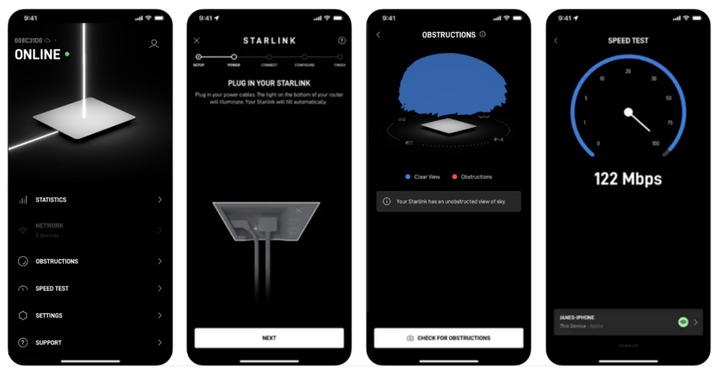 Starlink app obstruction check for outdoor installation