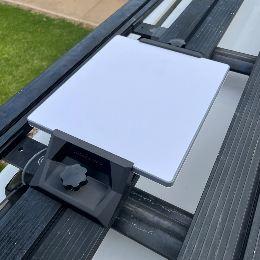 Starlink Mini Roof Rack Mount installed on vehicle roof rack