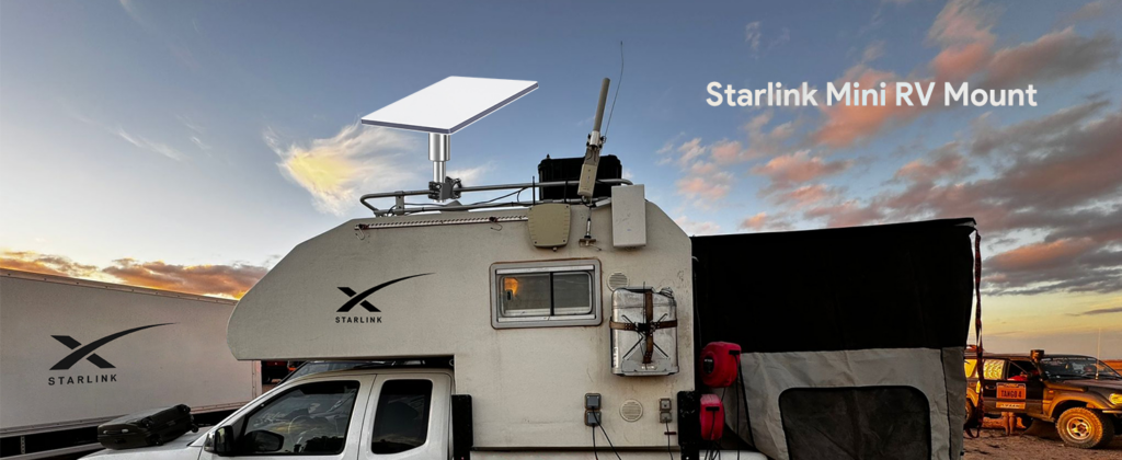 Starlink Mini mounted on an RV for portable internet access