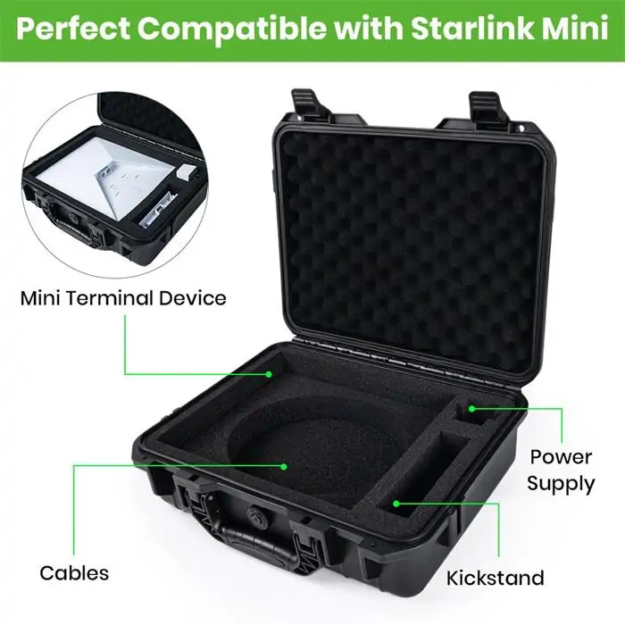 Hard carrying case for Starlink Mini with dedicated space for cables and power supply