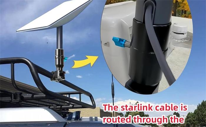 Starlink Mini RV mount and pole adapter for outdoor installation