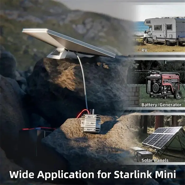 Starlink Mini power setup with battery solar panel and RV power options
